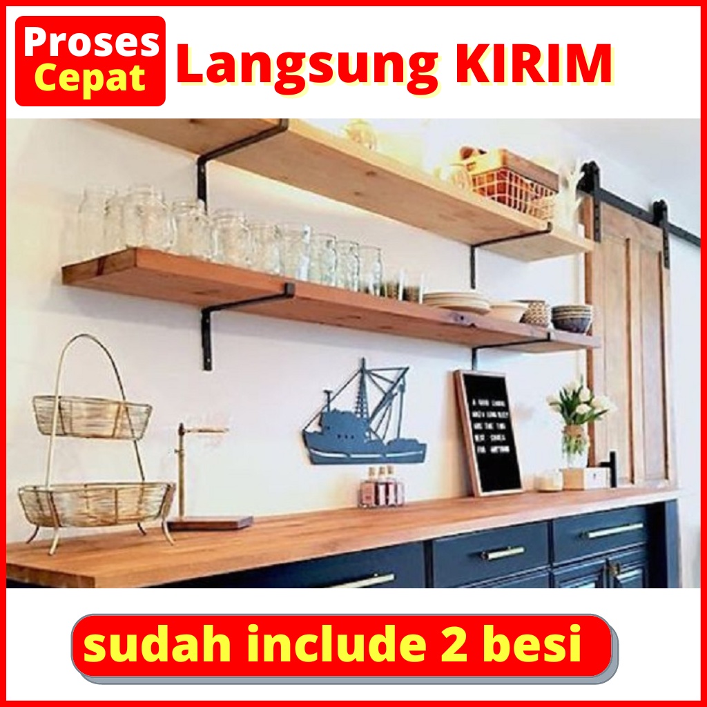 RAK AMBALAN DINDING MINIMALIS BUKU SUSUN SERBAGUNA kayu kamar tidur dapur tempel bunga make up dekor