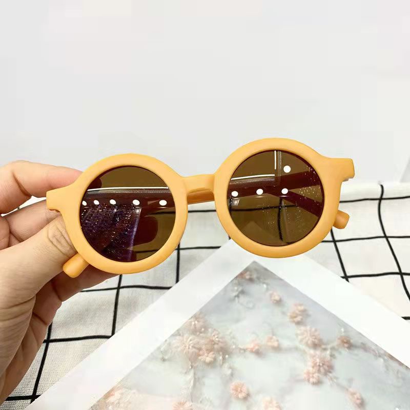 Kacamata Hitam Bingkai Bulat Anti Ultraviolet Anak/Laki-Laki Perempuan Fashion Import-Kuning