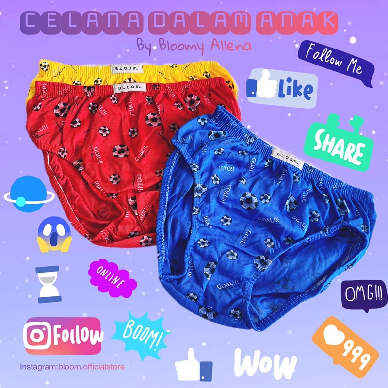 celana dalam anak laki laki motif lucu/kolor anak cowok bergambar/sempak anak cowok termurah