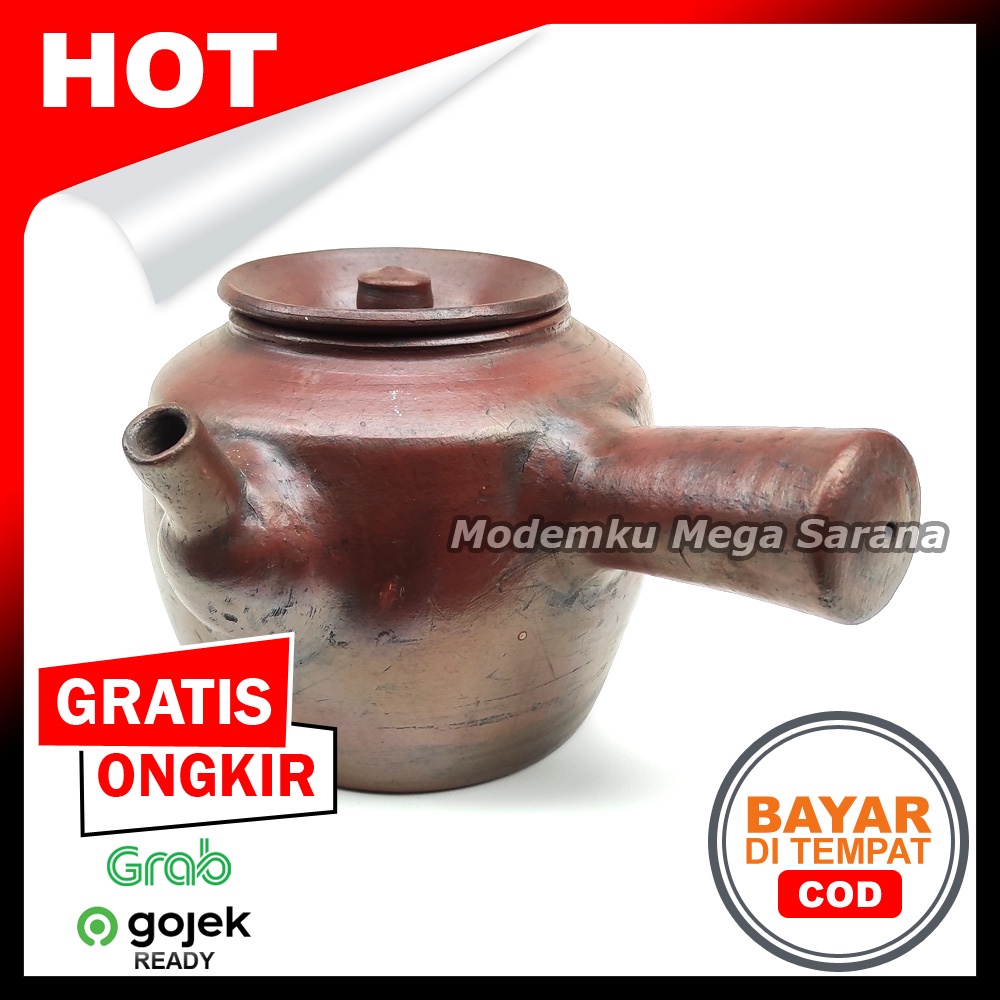 Kriuk Jamu Teko Rebus Panci Gerabah Gagang Tanah Liat - Diameter 16 cm