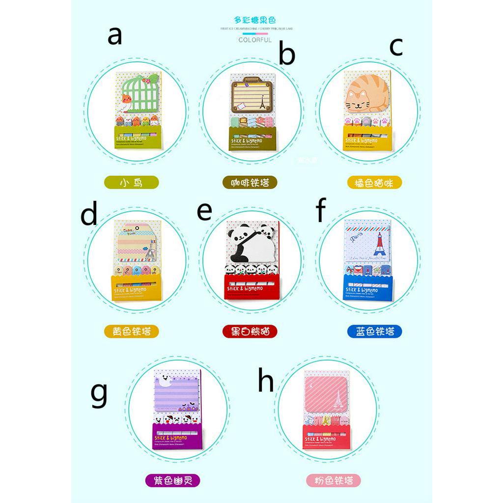 20pcs / Set Sticky Note Desain Hewan Kartun Gaya Korea / Pelajar Portabel Serbaguna Untuk Sekolah