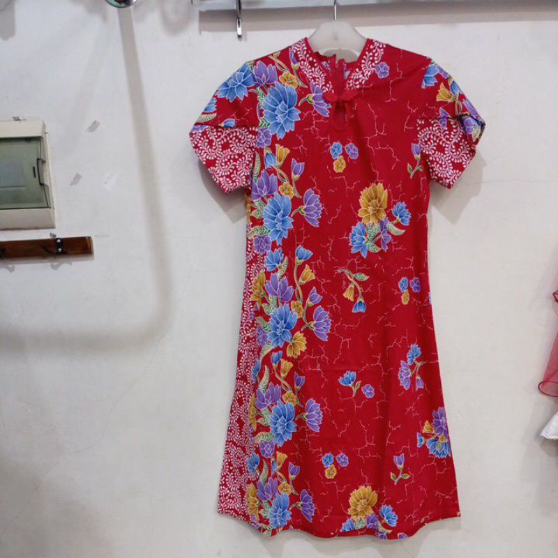 dress batik model krah shanghai selutut