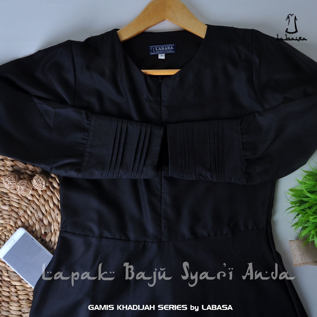 Gamis Syari Akhwat Muslimah TOYOBO Hitam Khadijah Series Labasa dan Aneka Warna | Bisa COD