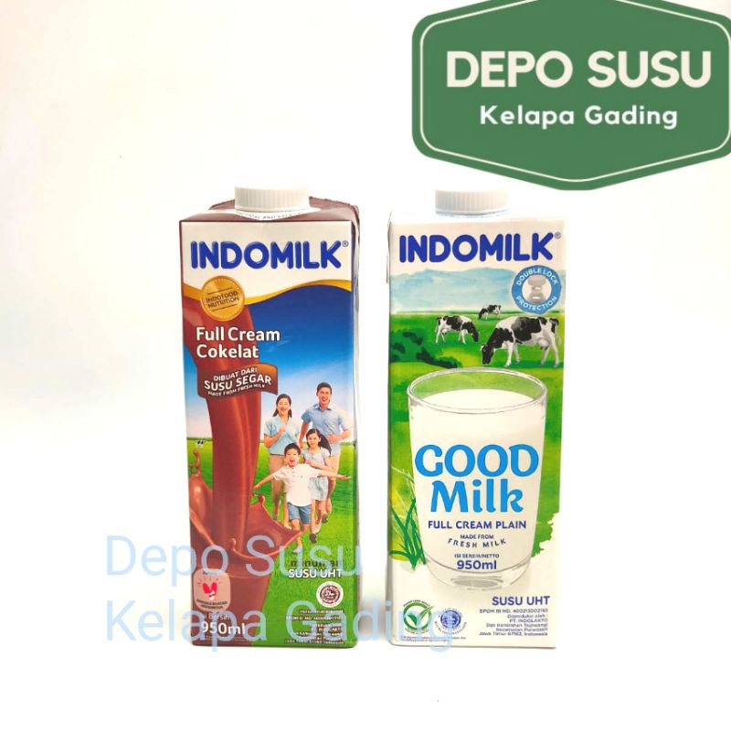 indomilk Susu UHT 950ml Full Cream Plain | Indo Milk