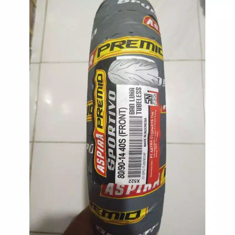 BAN TUBLES MATIC ASPIRA PREMIO SPORTIVO 80/90-14 BAN BARU 100% ORIGINAL FREE PENTIL