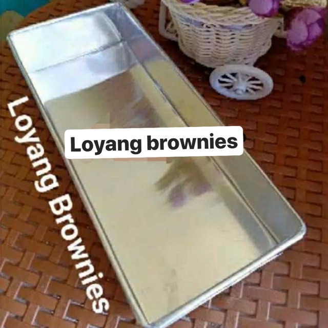 Loyang cetakan kue brownies bolu panggang aluminium tebal cake maker alas oven persegi cetakan kue