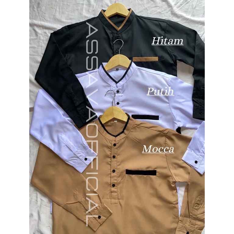 Baju Koko Pria Kurta Dewasa - Baju Koko Kurta Dewasa Lengan panjang Material Catton Adem Serap Keringat - Baju Koko Pria Muslim Lengan Panjang Gus Azmi Syubbanul Muslimin Kombinasi Hadroh