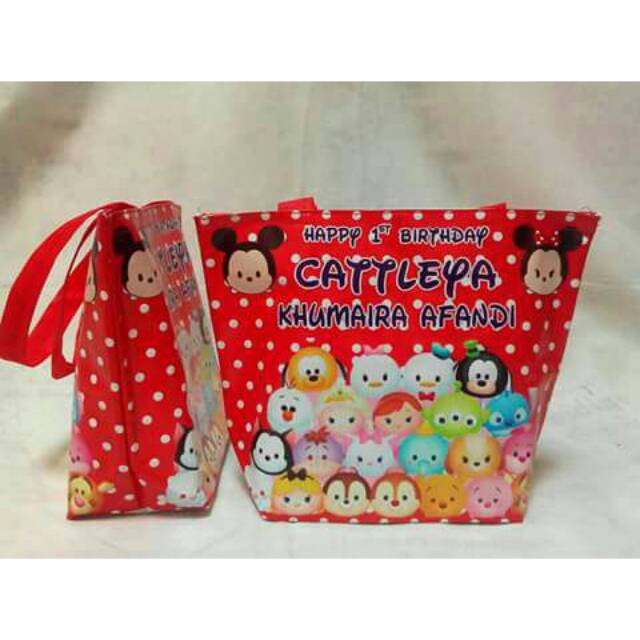 

Tas souvenir trapesium vinil + nama + foto anak