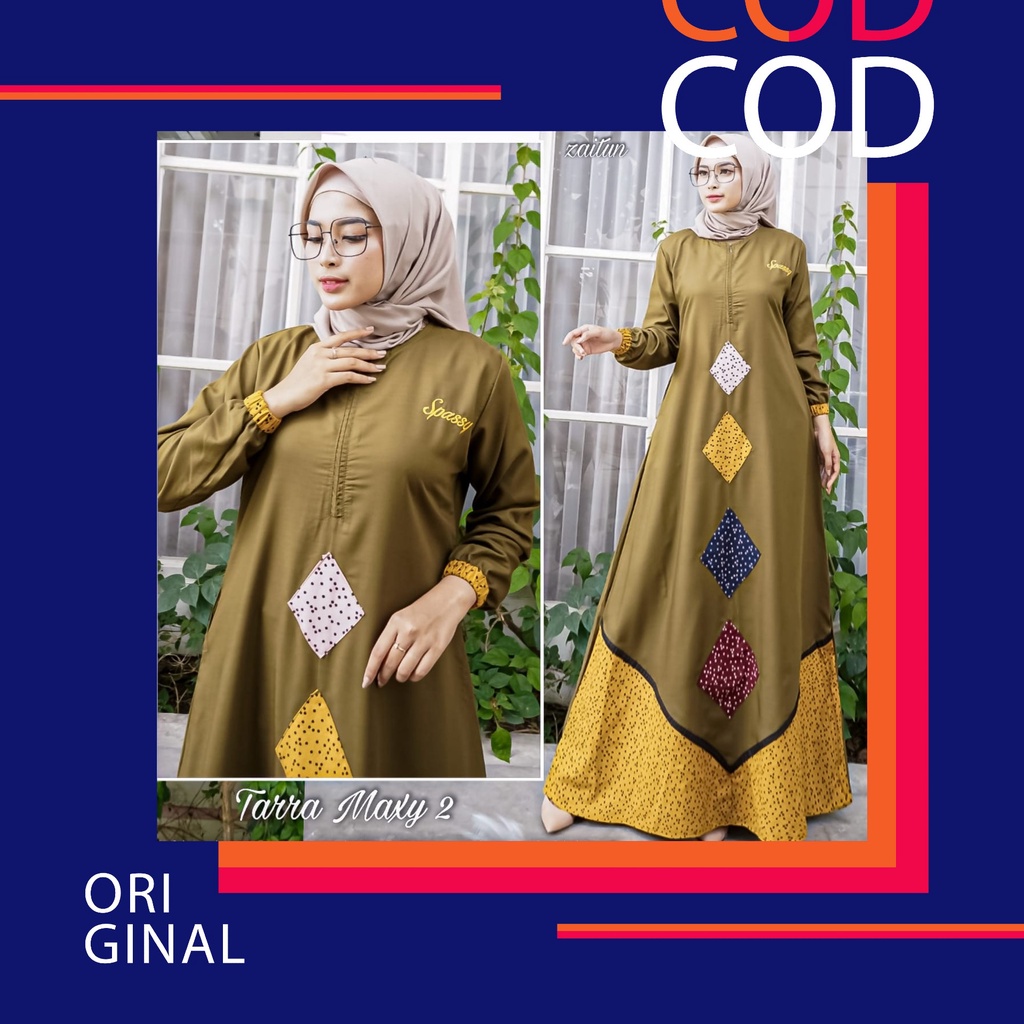 Tarra Maxy 2 Ori by Spassy Baju Gamis Maxi Dress Toyobo mix Katun Premium LD 110