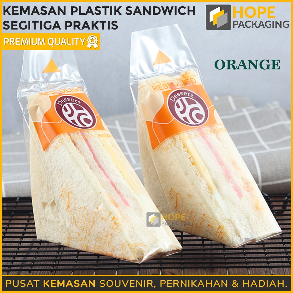 [Harga / 20 pcs] Kemasan Plastik Sandwich Segitiga Praktis / Plastik Roti Sandwich / Plastik Wrap Roti / Sandwich Bentuk Segitiga