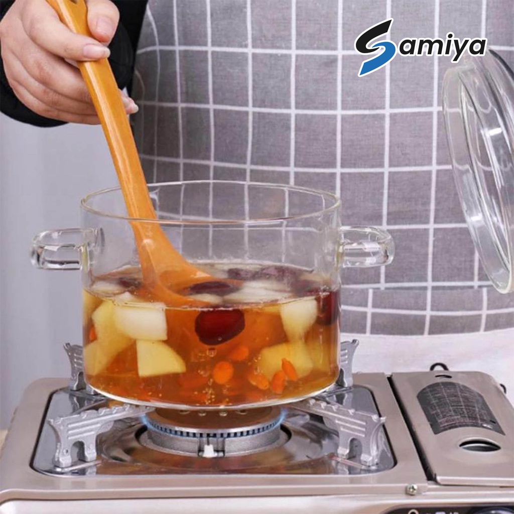 glass coocking soup pot borosilicate / panci kaca masak transparan heat resistant tahan panas