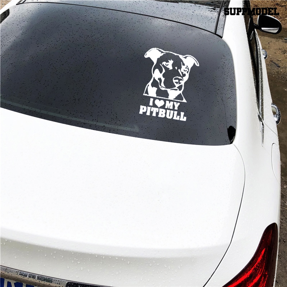 Car - 5Pcs Stiker I Love My Pitbull Untuk Bumper / Jendela Mobil