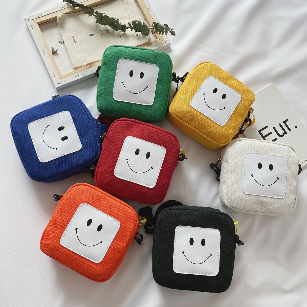 Tas selempang korea anak perempuan smile square