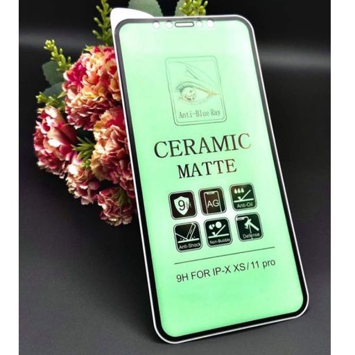 Matte Green Light iPhone X / XS / XR / XS MAX / 11 / 11 PRO / 11 PRO MAX Tempered Glass Ceramic Matte Green Light Full Layar