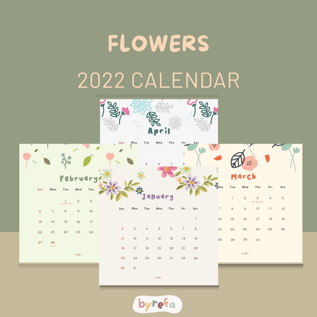 

Kalender 2022 / Kalender meja / kalender aesthetic / kalender bunga