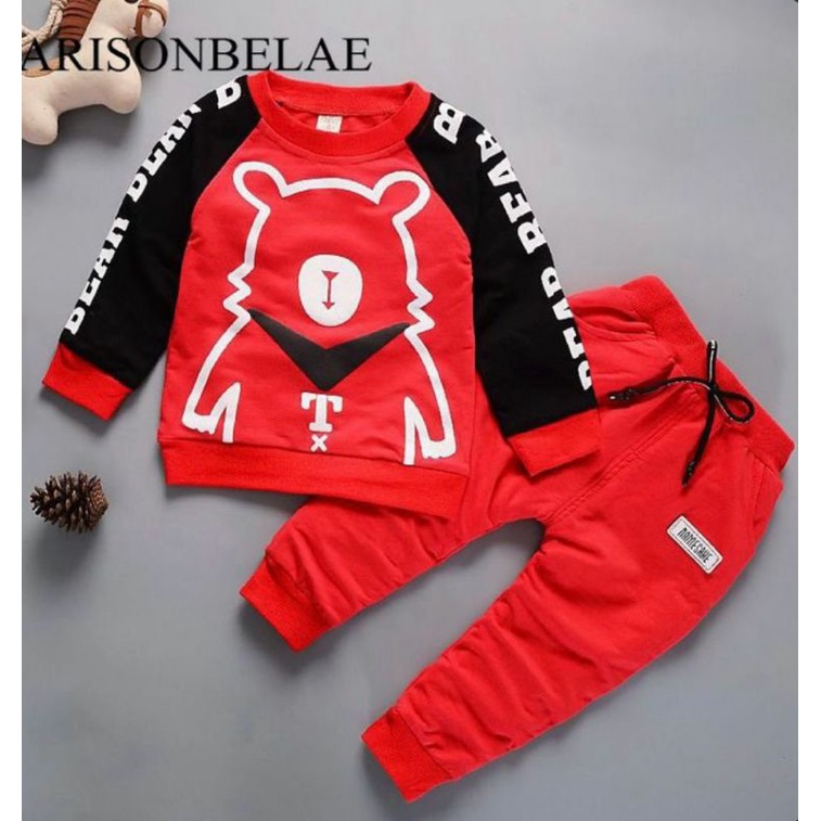 SETELAN SWEATER ANAK/SETELAN BABYTERRY ANAK TERBARU/BABYTERRY TX MERAH 1-5 TAHUN