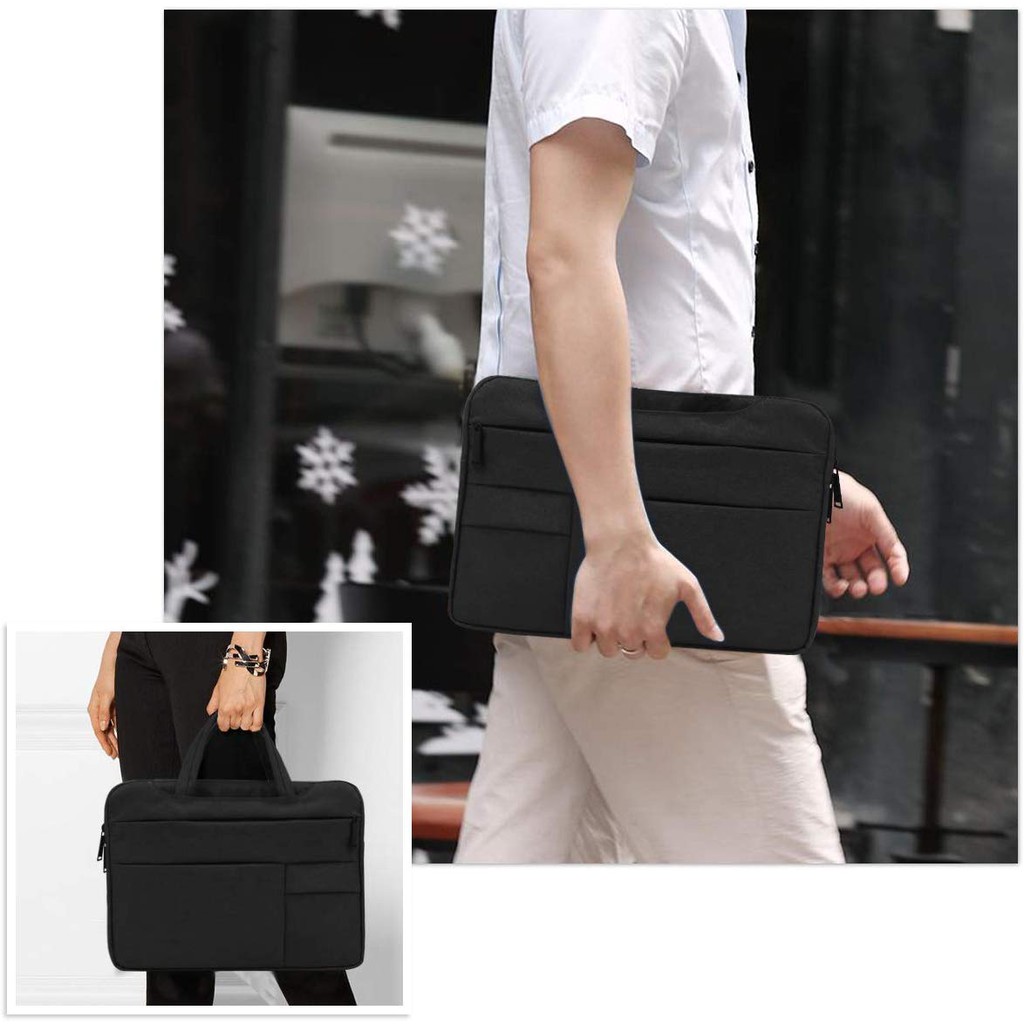 Tas Laptop 14inch Softcase Sleeve Macbook Pocket Handstrap Waterproof - Black