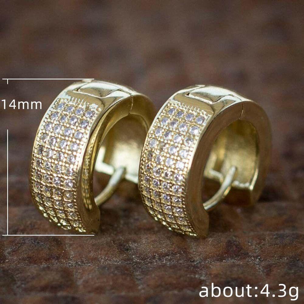 Mxbeauty Anting Hoop Harian Wearable Pria Wanita Sederhana Zirconia Warna Emas Geometris Perhiasan Telinga Berlian Imitasi Gaya Korea