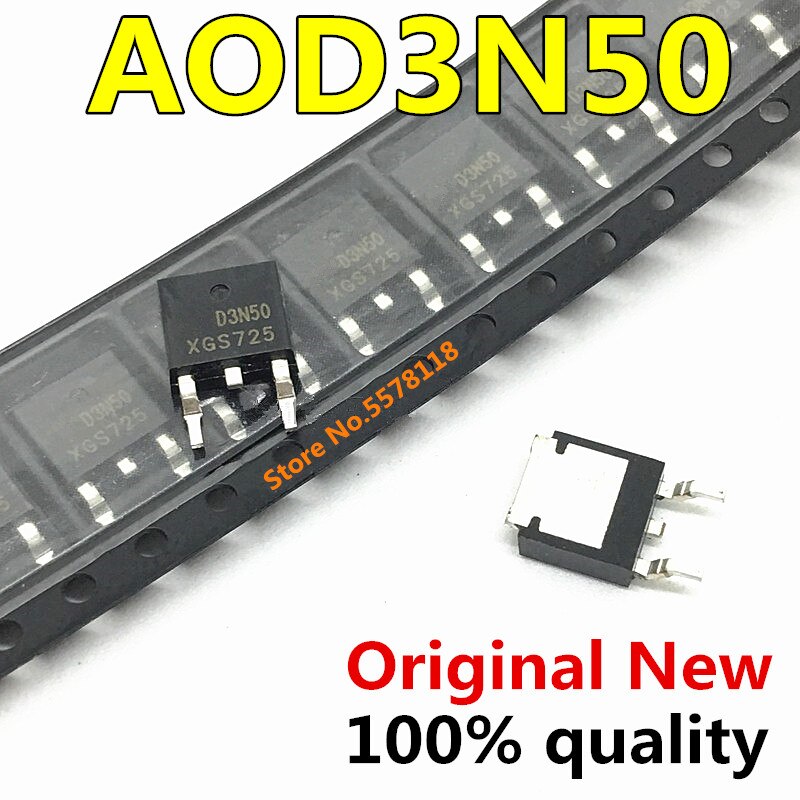 (Ready Stock) 10pcs Chipset D3N50 AOD3N50 TO-252