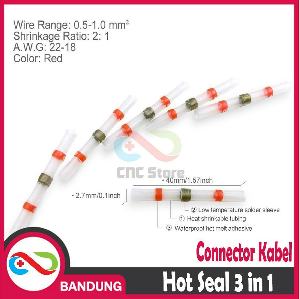 HOT SEAL WIRE CONNECTOR KABEL WATERPROOF SOLDER HEAT - MERAH 3in1