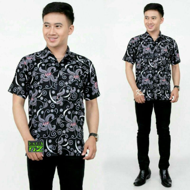 BATIK PRIA BSWART BatiK HRB026 Kenongo Kemeja Pendek Padi Modern