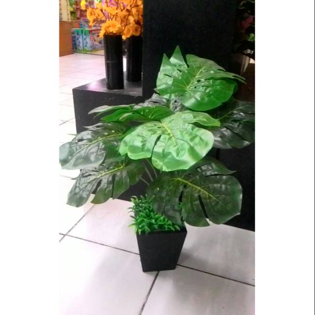 Rangkaian daun Monstera palsu/ monstera plastik