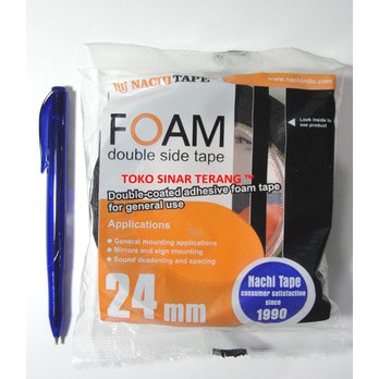 Busa FOAM 24 MM Nachi Doubel Tape Lakban Selotip Plakban Isolasi Solasi 4.5 Meter Murah