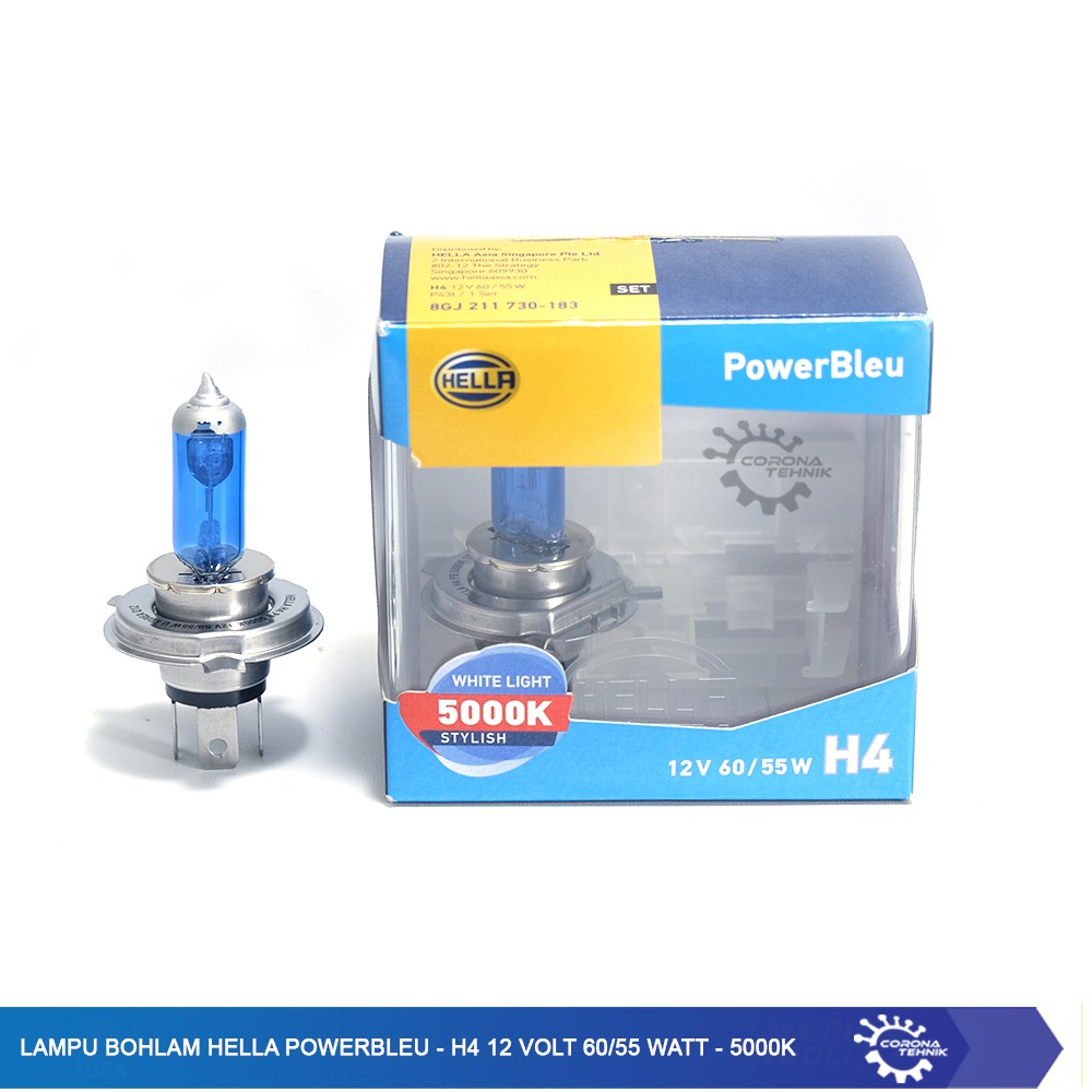 PowerBleu - Lampu Bohlam Hella - H4 12 Volt 60/55 Watt - 5000K