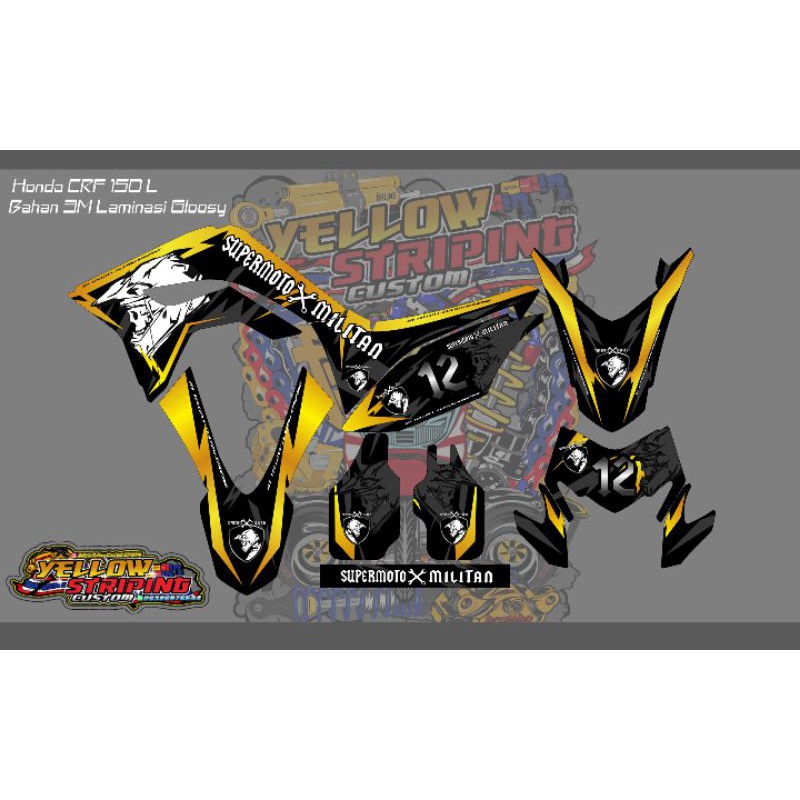 DECAL FULL BODI CRF 150 L SUPERMOTO MILITAN KEREN