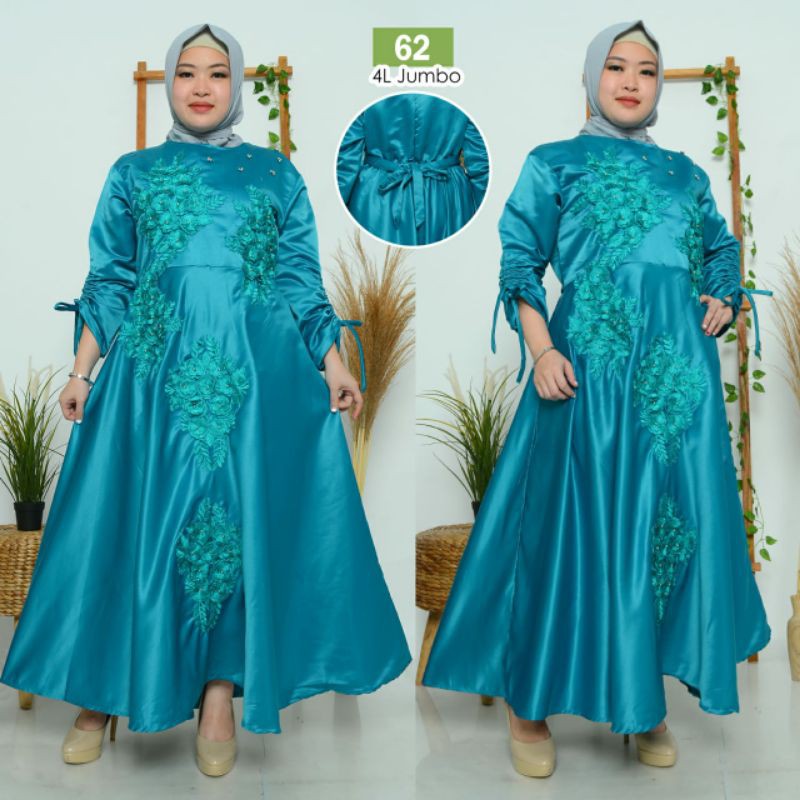 Megaxus88//gamis pesta saten//4L//JUMBO 62