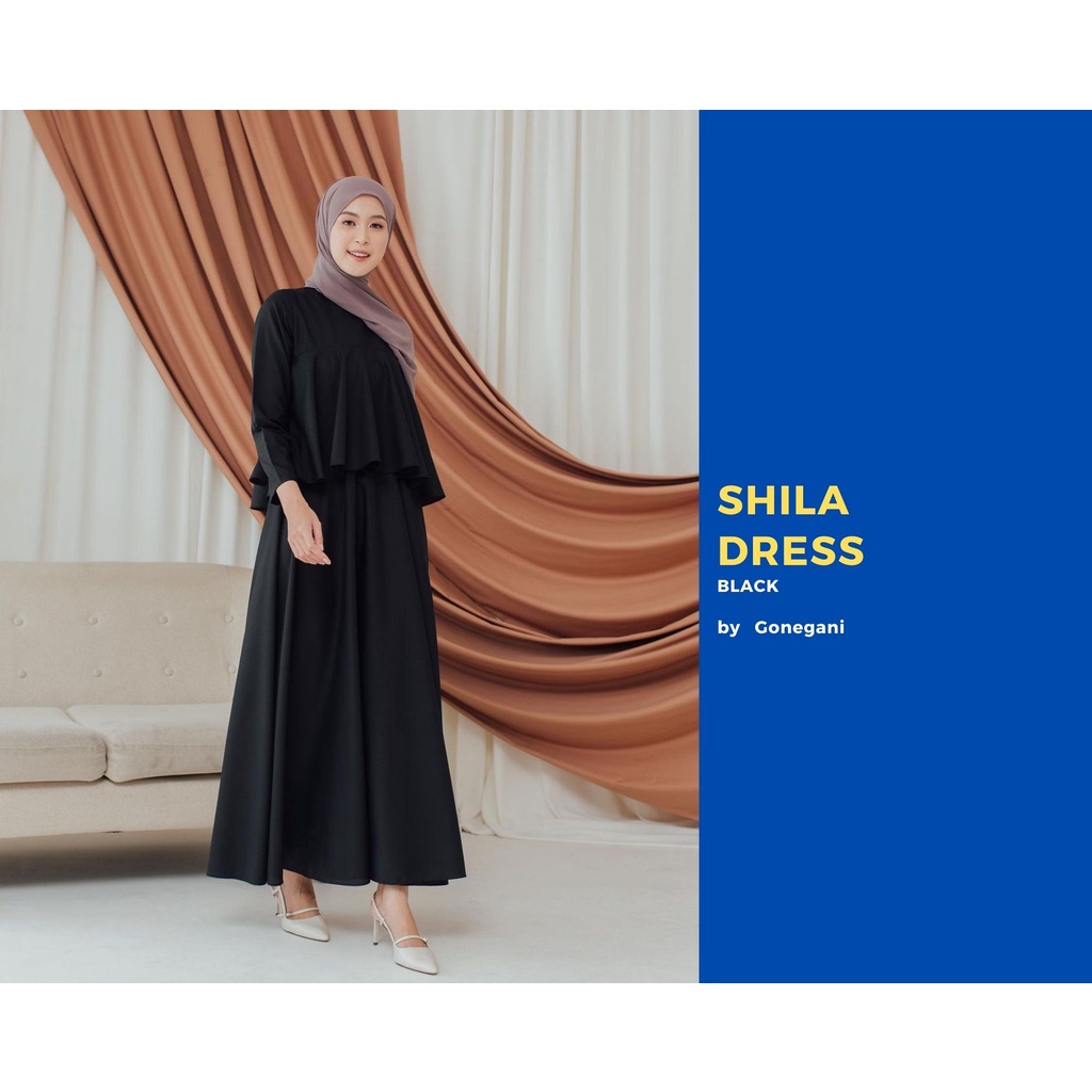 Shila Dress Black Ukuran XL by Gonegani