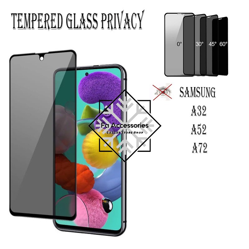 FA Tempered Glass Privacy Anti Spy Full SAMSUNG GALAXY A22 A32 A52 A52S A72 A33 A53 A73 4g 5g A03 A03CORE CORE A03S A04 A04E A04S  S E FULL SCREEN