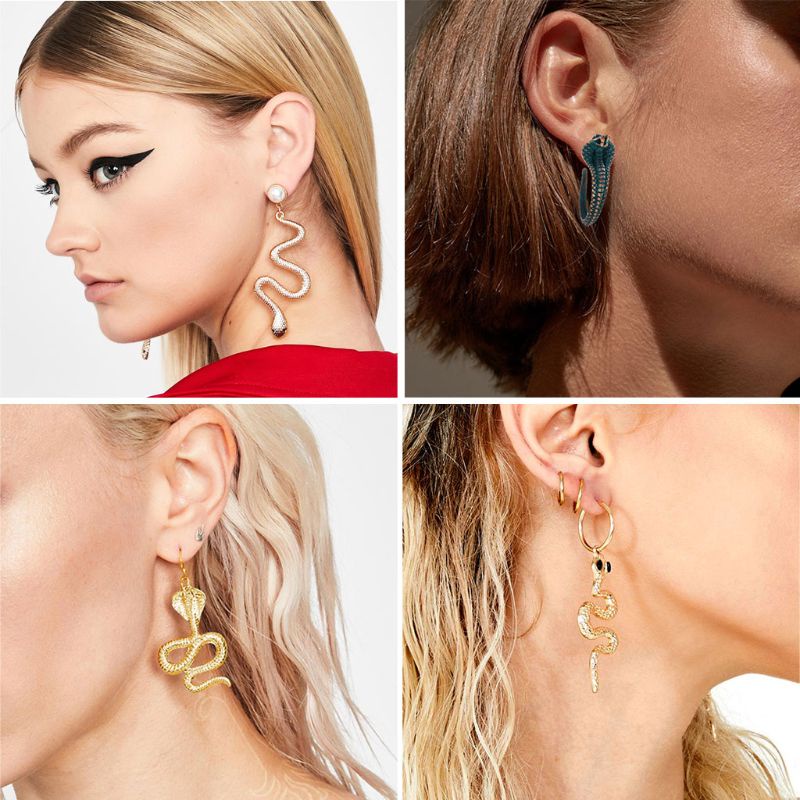 Siy 9 Pasang Anting Tusuk Model Ular Warna Emas Untuk Wanita