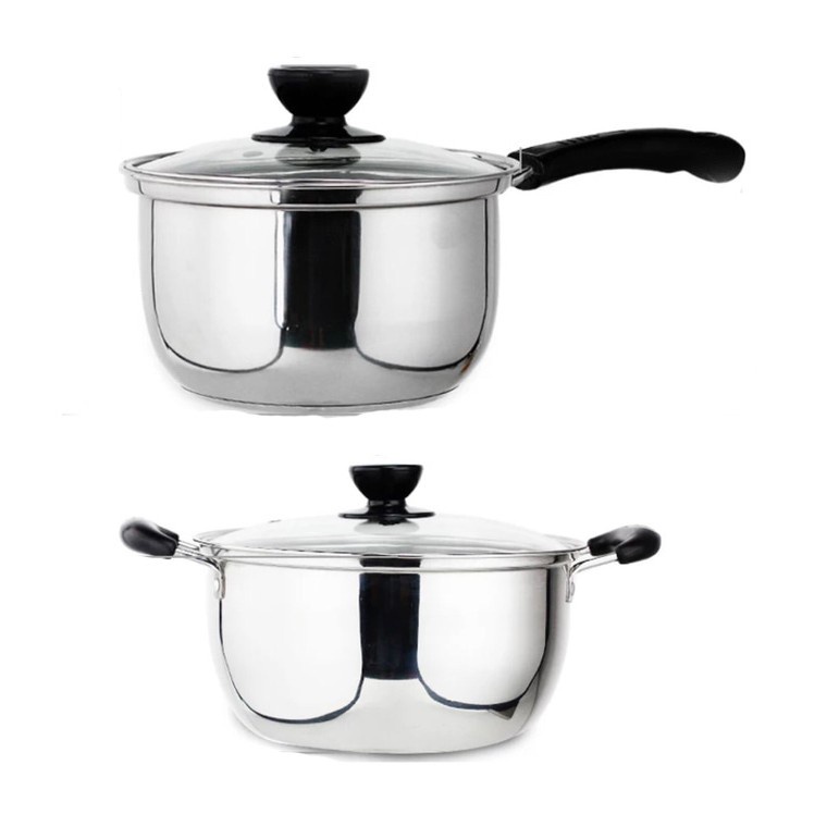 [VIRAL] Promo! Panci susu 18cm + panci sup 20cm milk pot soup pot stainless steel tutup kaca murah