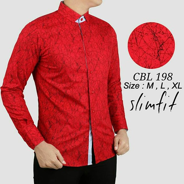 KEMEJA PRIA MERAH IMLEK EDITION BAJU BATIK IMLEK PRIA CBL198