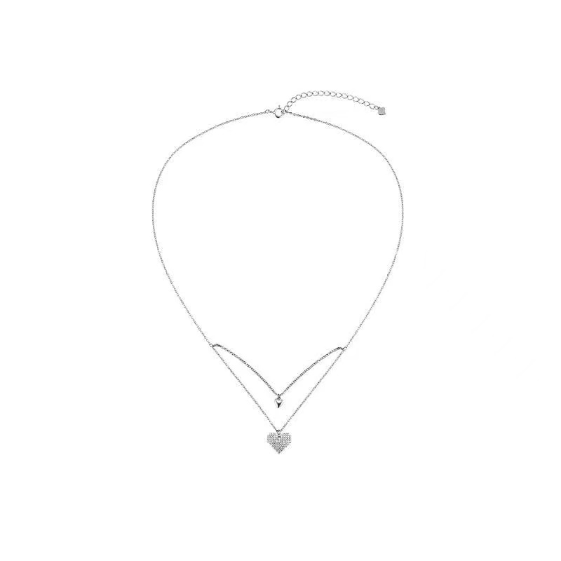 IFYOU Kalung Rantai Choker Model Double Layer Warna Silver Gaya Korea Untuk Wanita