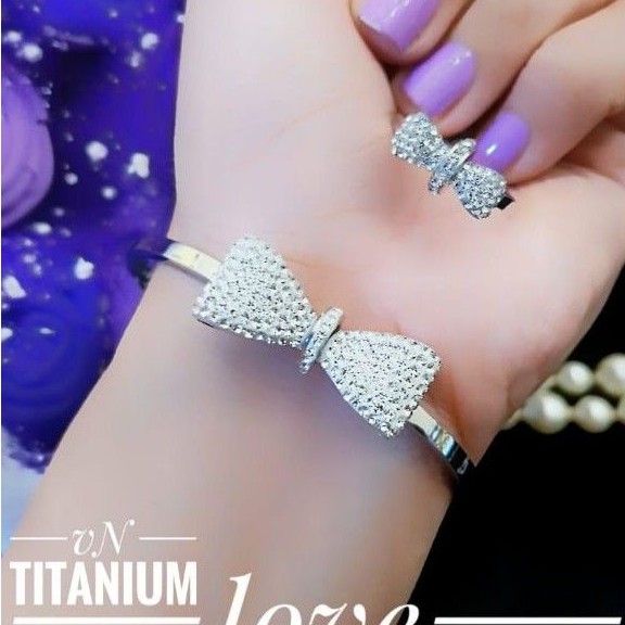 Titanium gelang dan cincin wanita dgh32