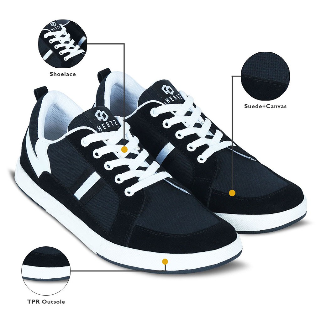 Sepatu Sneaker Pria Terbaru H 2839 Brand Hertz Sepatu Kets Sepatu Sekolah Warna Hitam