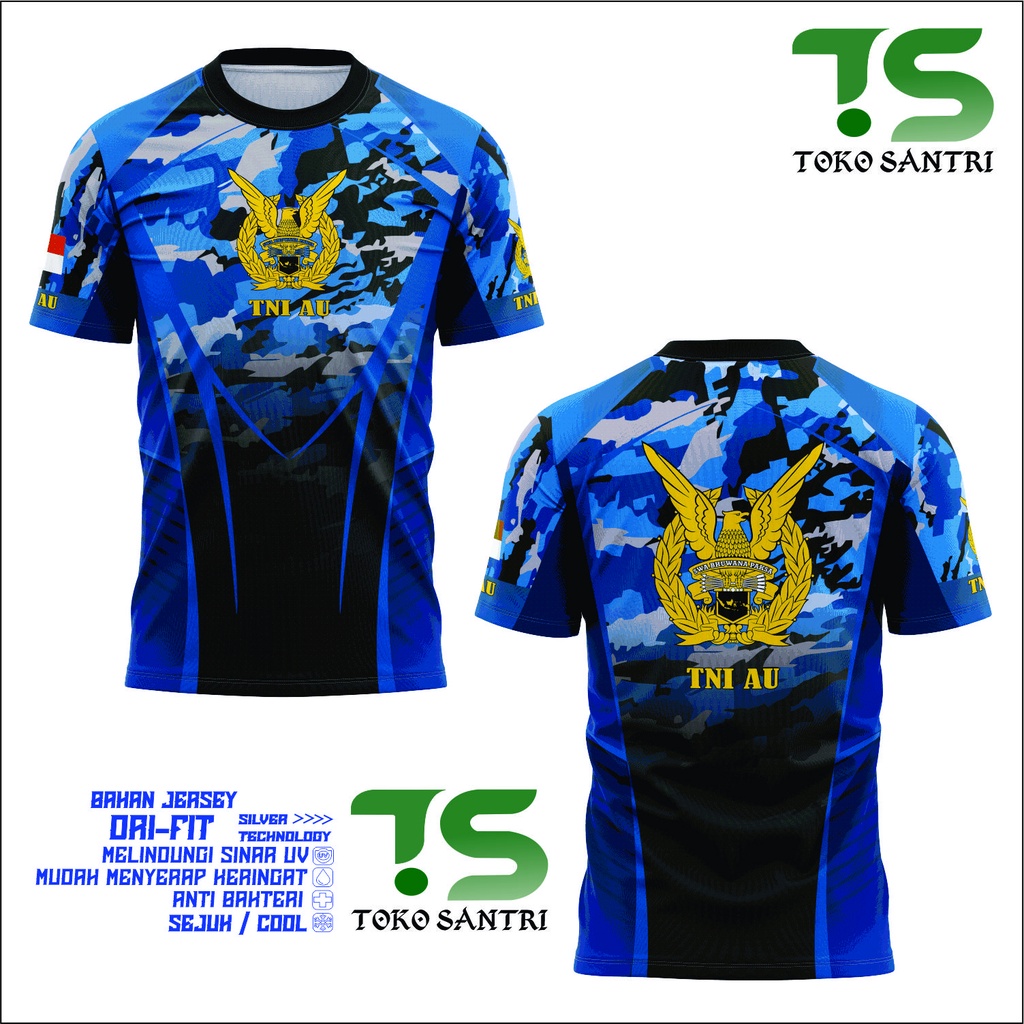 Jersey TNI AU TNI Angkatan Udara / Kaos TNI Ankatan Udara Dryfit Fullprint Sublime