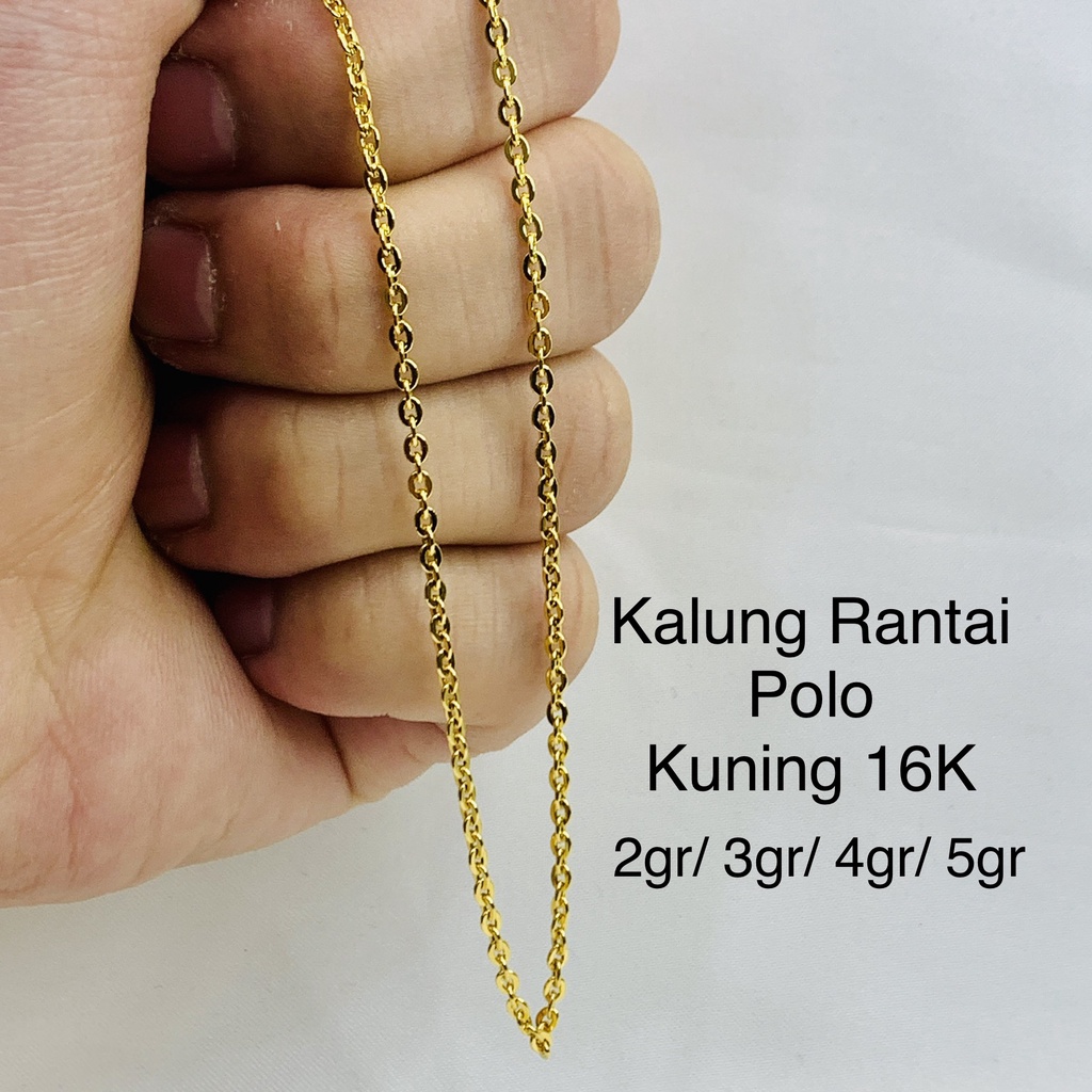 Kalung Rantai Emas Asli Polo Kuning kadar 700 16K 2 3 4 5 gr gram Dewasa