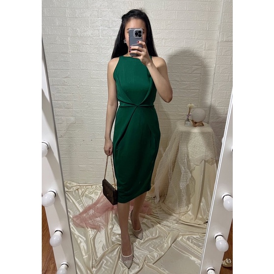 Aenor Cloth - Xena Scuba Korean Midi Party Dress Maroon Black