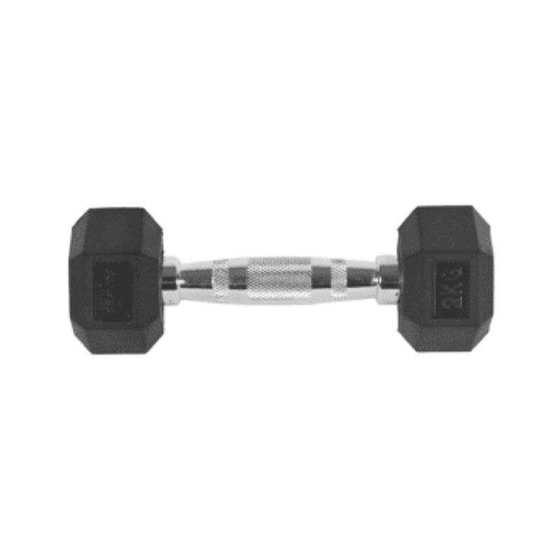 Berwyn Dumbbell Karet Segi Enam 2kg Hitam/Dumbbell Berwyn/Angkat Beban Berwyn/Barbell Berwyn