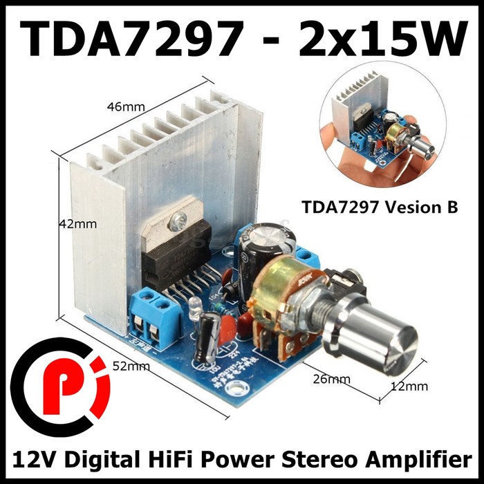 TDA7297 New Version 2x15W DC 12V Digital HiFi Power Stereo Amplifier