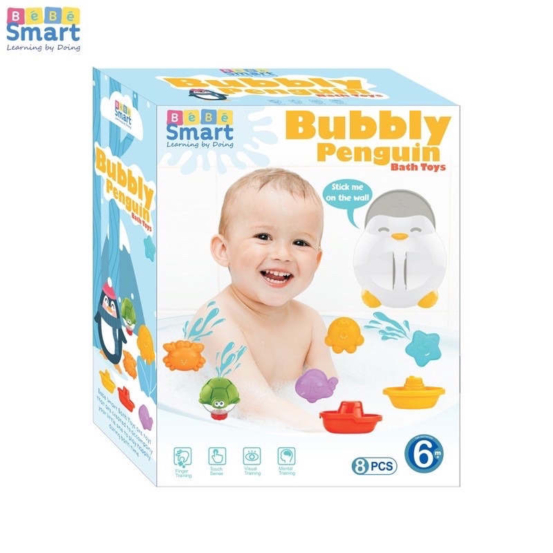 Bebe Smart Bath Toys Bubbly Pinguin Mainan Mandi Bayi Edukasi Sensorik Permainan Air