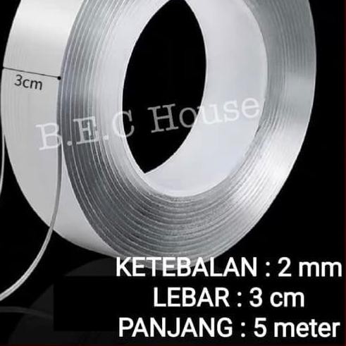 

☊ Double Tape Nano Magic Tape BEC House Selotip Isolasi 5m x 3cm x 2mm ▲