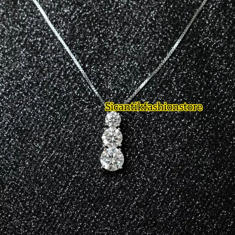 Kalung Titanium liontin tingkat 3 fashion wanita terlaris anti Karat liontin permata kalung wanita