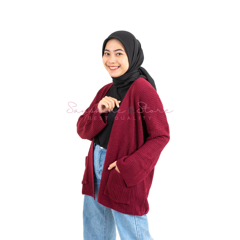 LAVELLA Cardigan Rajut Oversize Premium Tebal  Size FIt To XXL