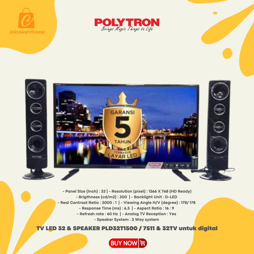 TV LED POLYTRON 32 DAN SPEAKER PLD32T1500 / 7511 dan 32TV untuk digital