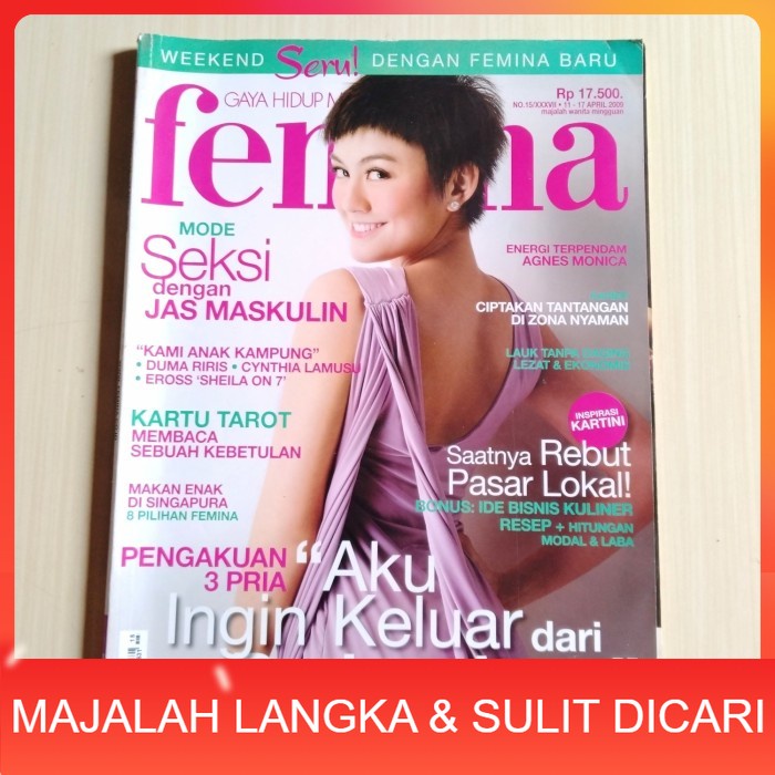Majalah FEMINA No.15 Apr 2009 Cover AGNES MONICA Langka