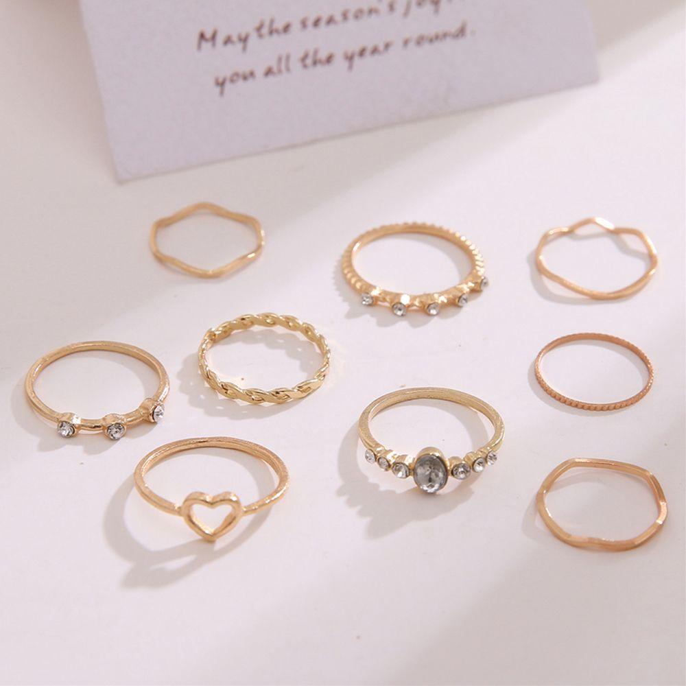 Mxbeauty Set Cincin Minimalis Geometris Hollow Minimalis Ekor Cincin Untuk Wanita Finger Rings